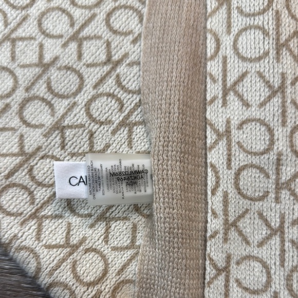 Calvin Klein Tan Monogrammed Scarf - Picture 2 of 3